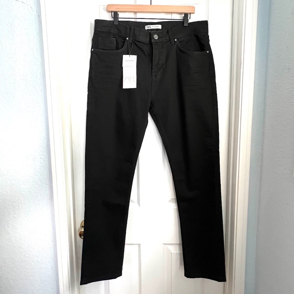 Zara Mens Black Premium Denim Slim Fit Jeans
